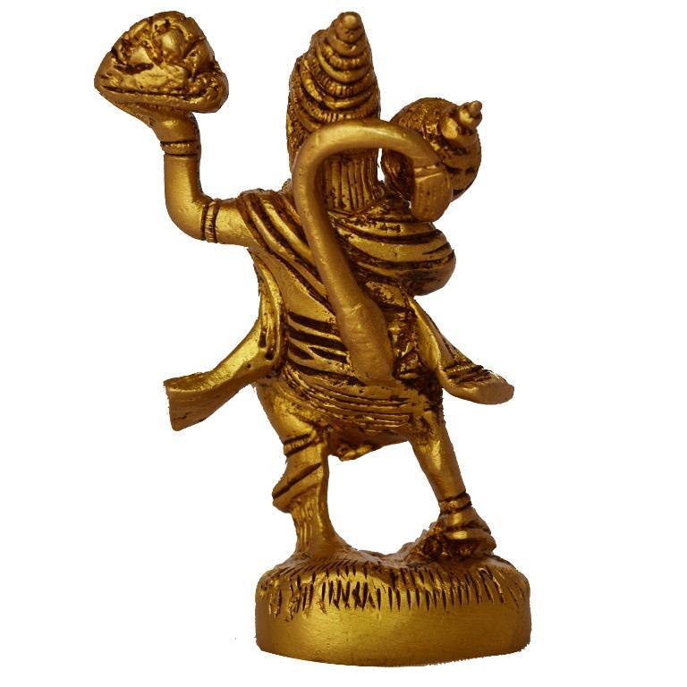 aakrati Lord Hanuman Brass Statue Decorative Showpiece - 10 cm  (Brass, Yellow)