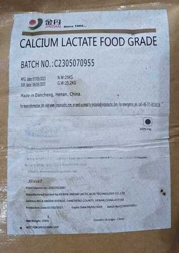 Calcium Lactate Cas No: 814-80-2