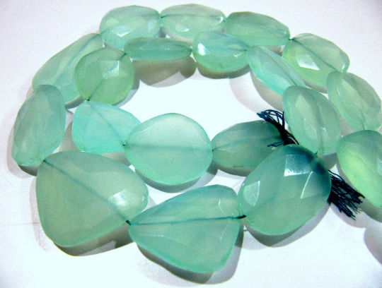 Natural Aqua Chalcedony Free Shape 20 to 30mm beads Strands 16 inches long