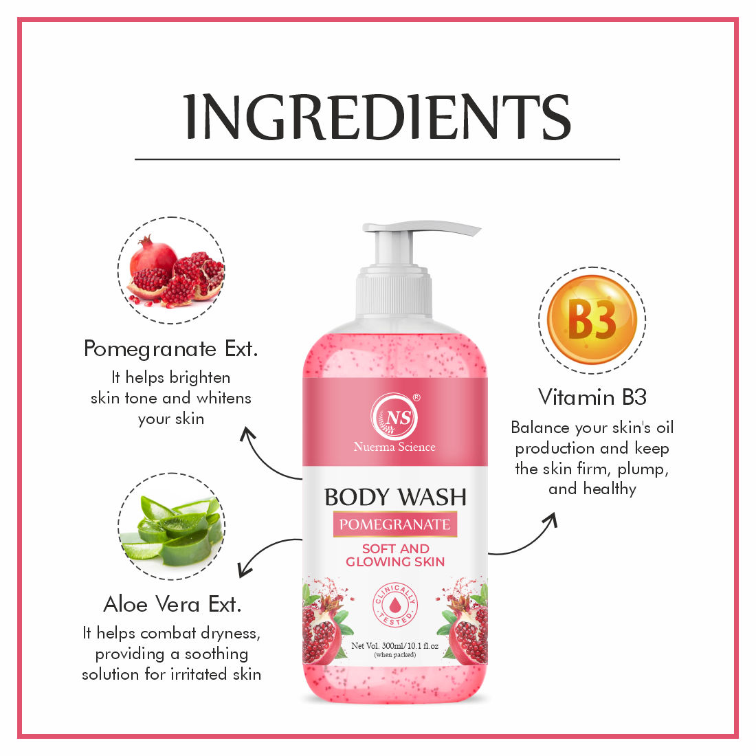 Nuerma Science Brightening Pomegranate Body Wash 300ml