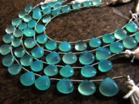 Natural Aqua Chalcedony 11-12mm HEART Shape Plain  Beads Strand 8''Long