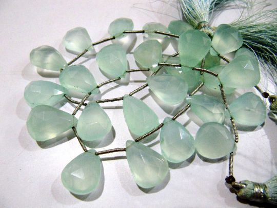 Aqua Chalcedony 10x15mm to 12x16mm Pear Shape Sold per stands  8 to 9'' long