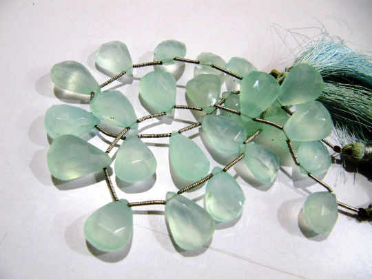 Aqua Chalcedony 10x15mm to 12x16mm Pear Shape Sold per stands  8 to 9'' long