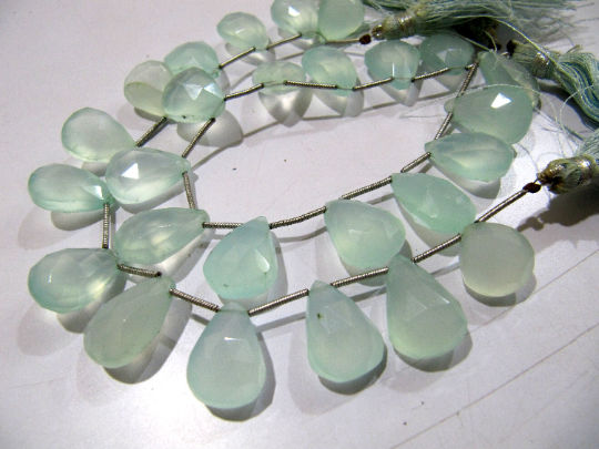 Aqua Chalcedony 10x15mm to 12x16mm Pear Shape Sold per stands  8 to 9'' long