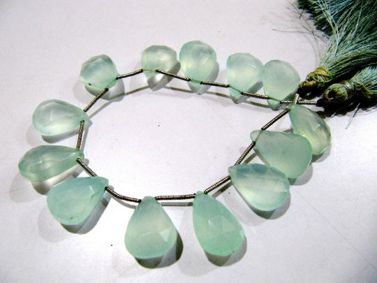 Aqua Chalcedony 10x15mm to 12x16mm Pear Shape Sold per stands  8 to 9'' long