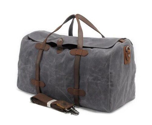 Canvas Gym Bag With Leather Handle