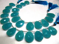 Aqua Chalcedony 11x17mm Pear Shape quartz Beads Strand 8 Inch long