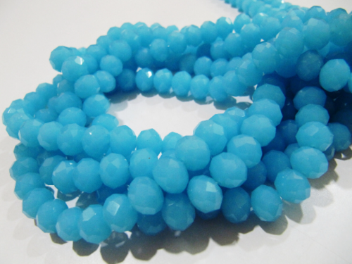Aqua Chalcedony 8mm Rondelle Faceted 70 to 75 Strand Hydro Quartz Beads