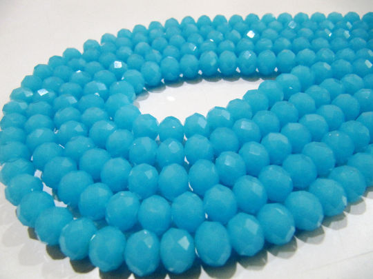 Aqua Chalcedony 8mm Rondelle Faceted 70 to 75 Strand Hydro Quartz Beads