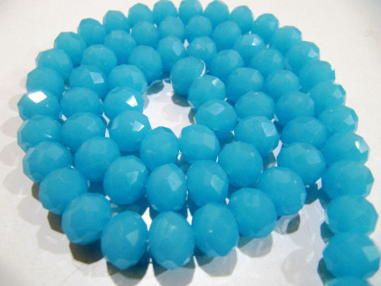 Aqua Chalcedony 8mm Rondelle Faceted 70 to 75 Strand Hydro Quartz Beads