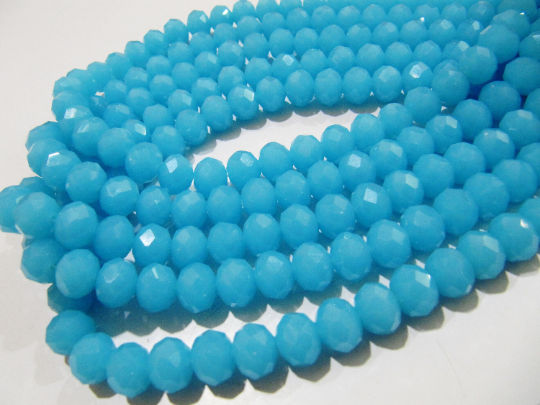 Aqua Chalcedony 8mm Rondelle Faceted 70 to 75 Strand Hydro Quartz Beads