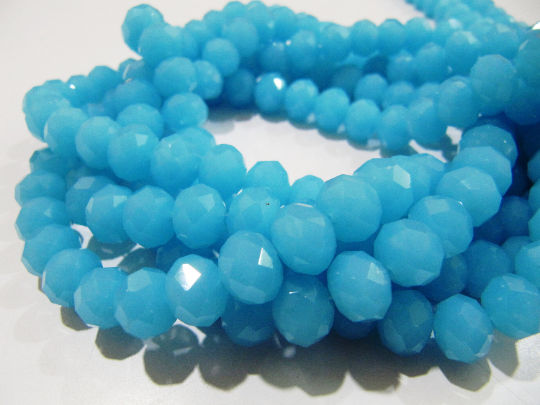 Aqua Chalcedony 8mm Rondelle Faceted 70 to 75 Strand Hydro Quartz Beads