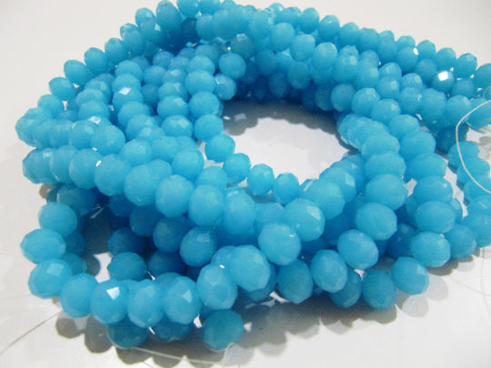 Aqua Chalcedony 8mm Rondelle Faceted 70 to 75 Strand Hydro Quartz Beads