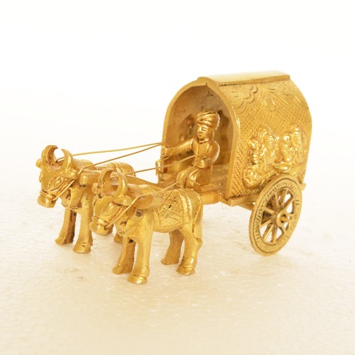 aakrati Designer Bullock Cart of Brass Decorative Showpiece -  (Brass, Yellow)