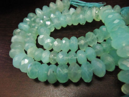 Natural Aqua Blue Chalcedony Rondelle Faceted10 to15mm Strand 10 Long