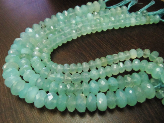 Natural Aqua Blue Chalcedony Rondelle Faceted10 to15mm Strand 10 Long