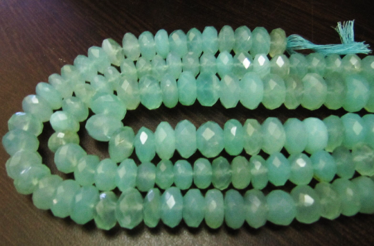 Natural Aqua Blue Chalcedony Rondelle Faceted10 to15mm Strand 10 Long