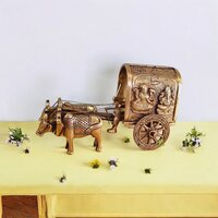 aakrati Brassware Bullock Cart For Home Decoration Decorative Showpiece - 11 cm  (Brass, Yellow)