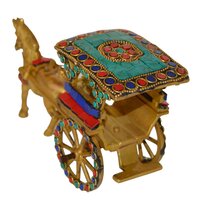 Aakrati Vintage Old Horse Cart Made in Brass a Type of Old Golf Cart with Driver and Golfing Equipment Handmade in India