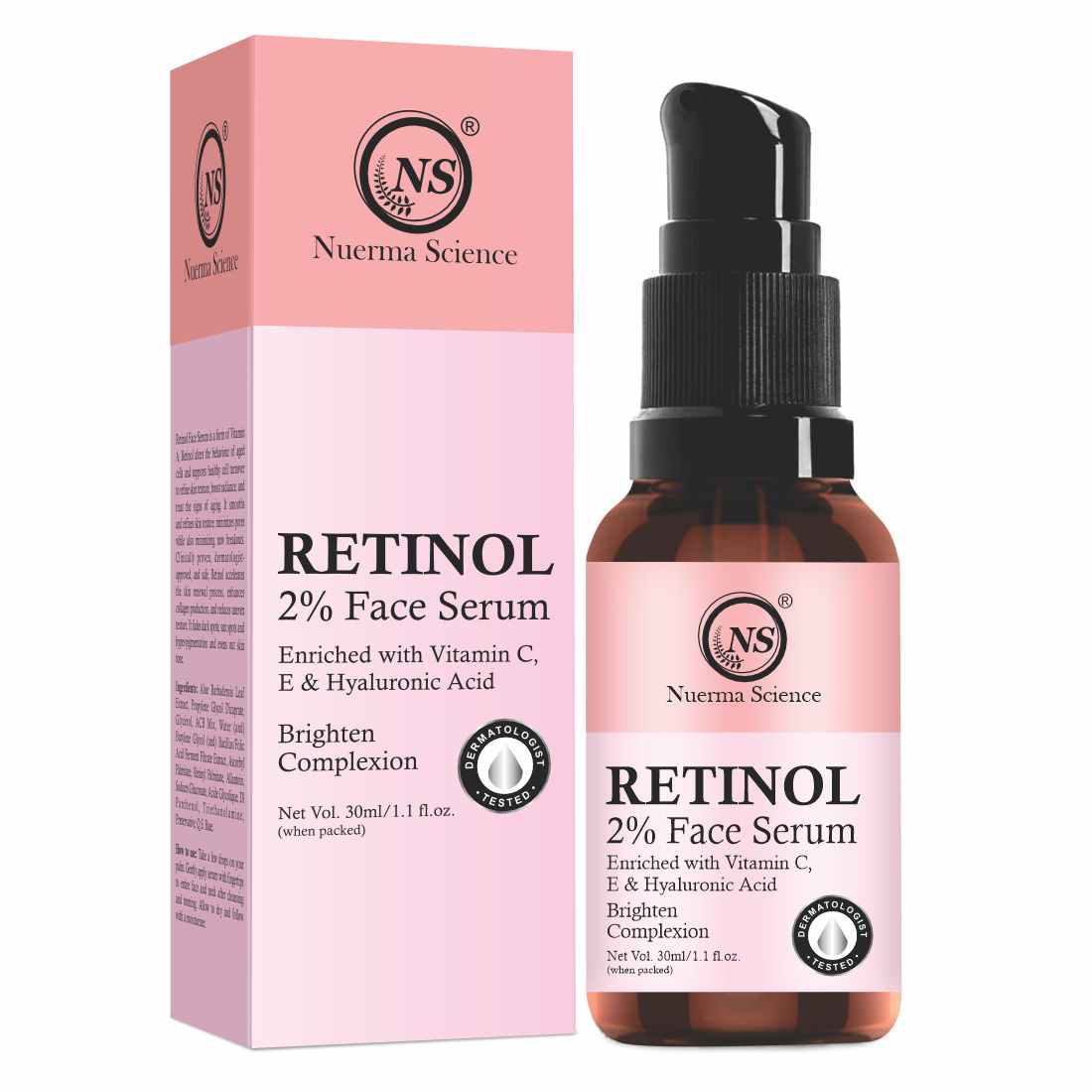 Nuerma Science Retinol 2% Face Serum + Vitamin C, E, & Hyaluronic Acid Benefits  (30 ml)