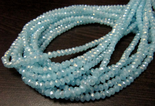 Mystic Coated Aqua Chalcedony Hydro Quartz Rondelle Faceted 4mm Strand 13''long