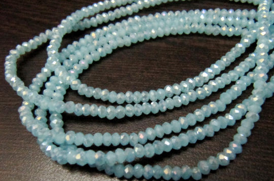 Mystic Coated Aqua Chalcedony Hydro Quartz Rondelle Faceted 4mm Strand 13''long