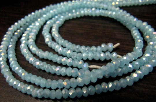 Mystic Coated Aqua Chalcedony Hydro Quartz Rondelle Faceted 4mm Strand 13''long