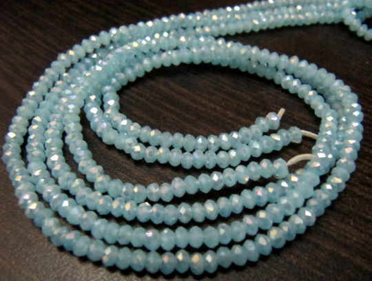 Mystic Coated Aqua Chalcedony Hydro Quartz Rondelle Faceted 4mm Strand 13''long