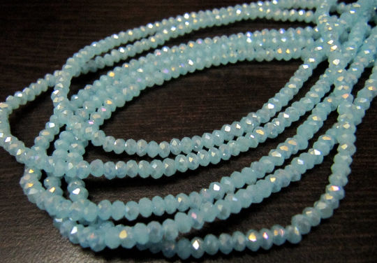 Mystic Coated Aqua Chalcedony Hydro Quartz Rondelle Faceted 4mm Strand 13''long