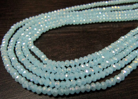 Mystic Coated Aqua Chalcedony Hydro Quartz Rondelle Faceted 4mm Strand 13''long