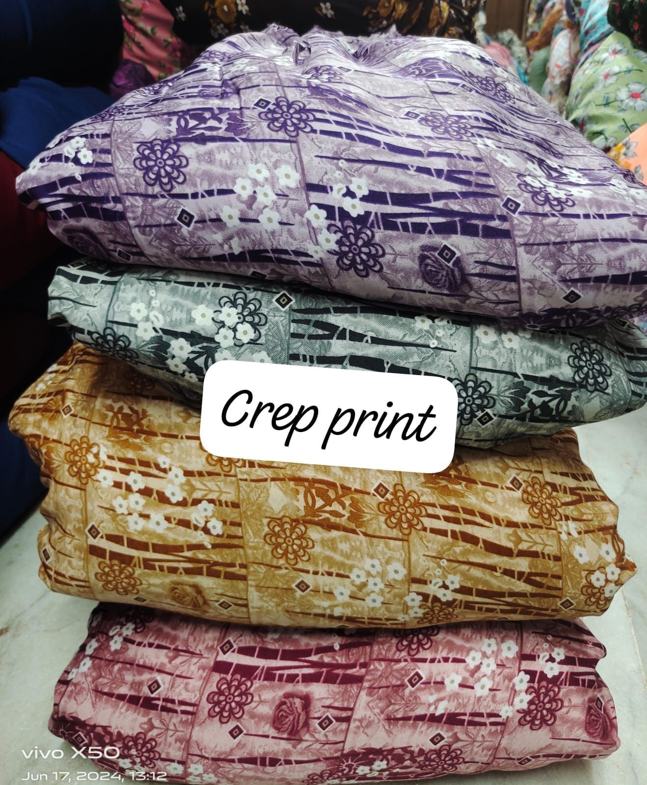 crepe printed fabric