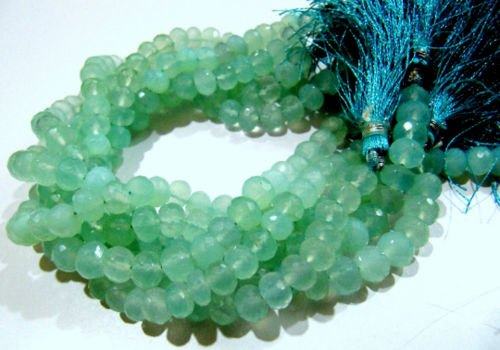 Natural Aqua Chalcedony Rondelle Faceted 5-8mm Beads  Strand 8 inches long