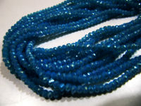 AB Coated Aqua Blue Chalcedony Rondelle Faceted 3-4mm Beads Strand 14''long