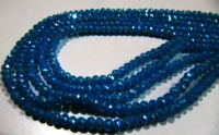 AB Coated Aqua Blue Chalcedony Rondelle Faceted 3-4mm Beads Strand 14''long