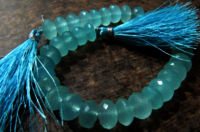 Natural Aqua Chalcedony Rondelle Faceted 10mm Beads Strand 8 Inch