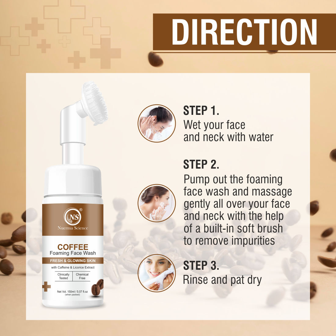 Nuerma Science Coffee Foaming Face Wash with Vitamin C (150 ml)