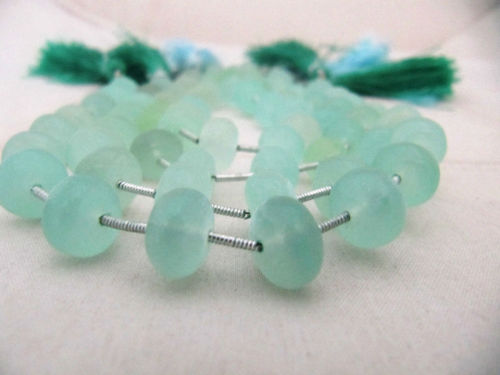 Natural Aqua Chalcedony Rondelle Faceted 10 to 12mm Strand 9 inches long