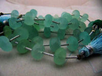 Natural Aqua Chalcedony Rondelle Faceted 10 to 12mm Strand 9 inches long