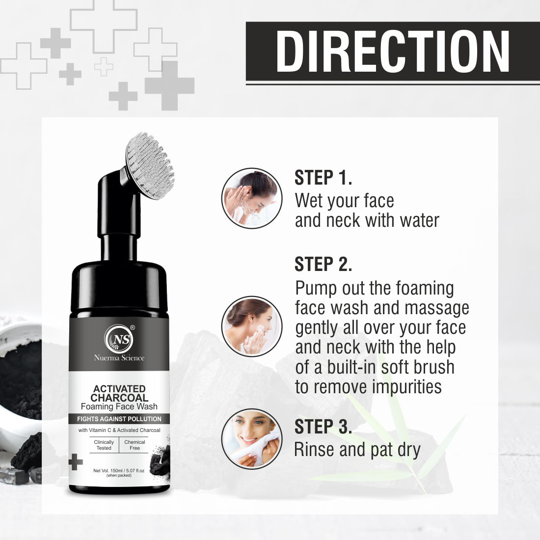 Nuerma Science Activated Charcoal FaceWash with Vitamin C for Detoxification of Skin &  (150 ml)