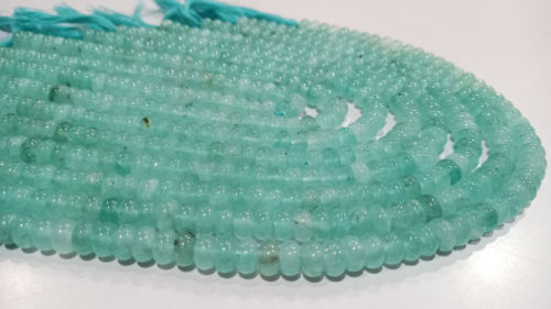 Natural Aqua Chalcedony Rondelle Plain 8mm Beads Sold Per Strand 8'' Long