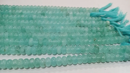 Natural Aqua Chalcedony Rondelle Plain 8mm Beads Sold Per Strand 8'' Long