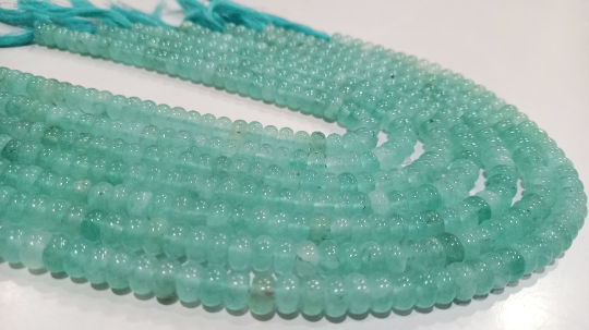 Natural Aqua Chalcedony Rondelle Plain 8mm Beads Sold Per Strand 8'' Long