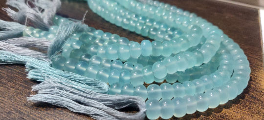 Natural Aqua Chalcedony Rondelle Plain Smooth 8mm Beads Sold Per Strand 8'' Long