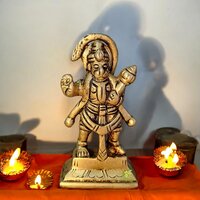 Small Statue Of Brass Lord Hanuman - Color: Yellow