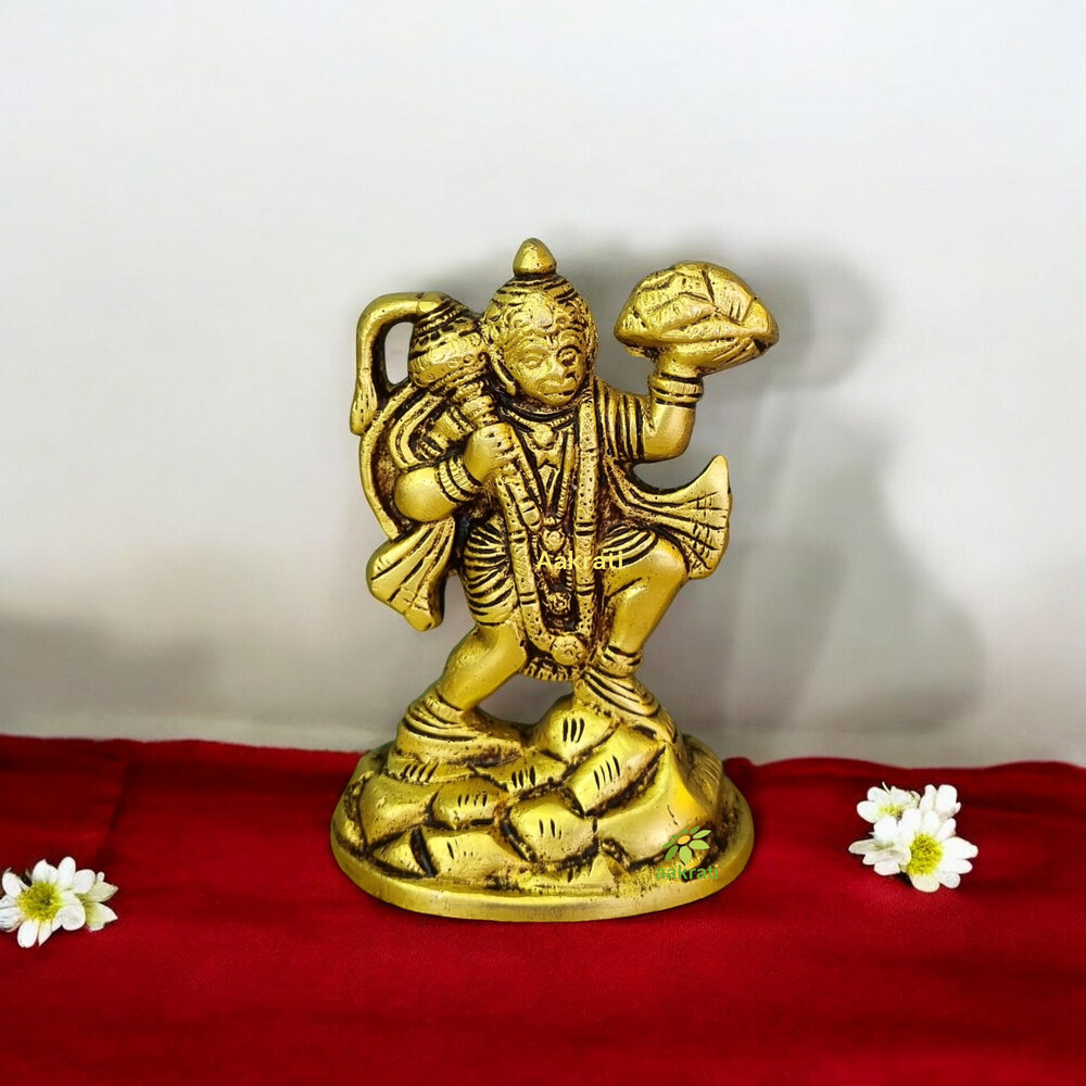 aakrati Hanuman Ji Religious Statue Decorative Showpiece - 10 cm  (Brass, Yellow)