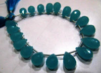 Aqua Chalcedony 10x14mm Tear Drop Faceted Beads Sold Per Strand 8 Inch long