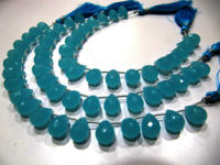 Aqua Chalcedony 10x14mm Tear Drop Faceted Beads Sold Per Strand 8 Inch long