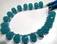 Aqua Chalcedony 10x14mm Tear Drop Faceted Beads Sold Per Strand 8 Inch long