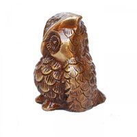 Aakrati Brown 3 Inch Antique Brass Owl Showpiece