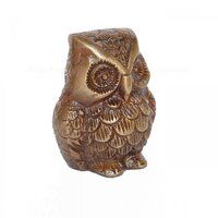 Aakrati Brown 3 Inch Antique Brass Owl Showpiece